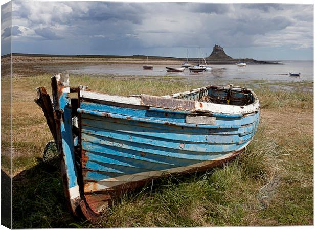 Old Boat, Holy Island Canvas Print by Dave Turner