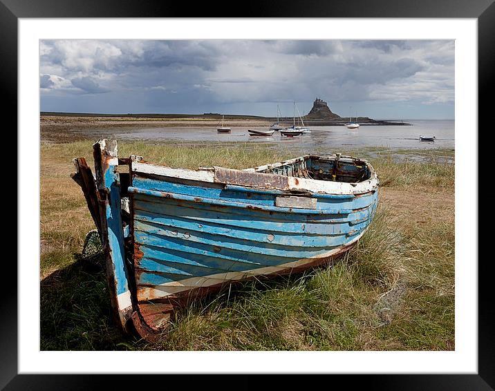 Old Boat, Holy Island Framed Mounted Print by Dave Turner