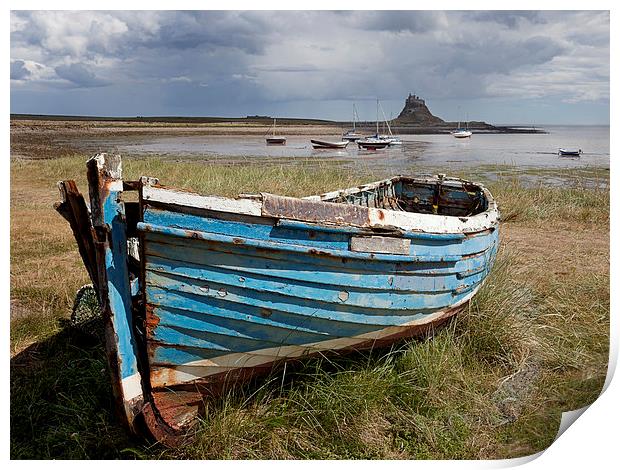 Old Boat, Holy Island Print by Dave Turner