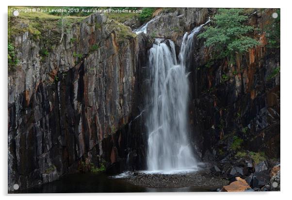 Walna Scar Waterfall (Coniston) Acrylic by Paul Leviston