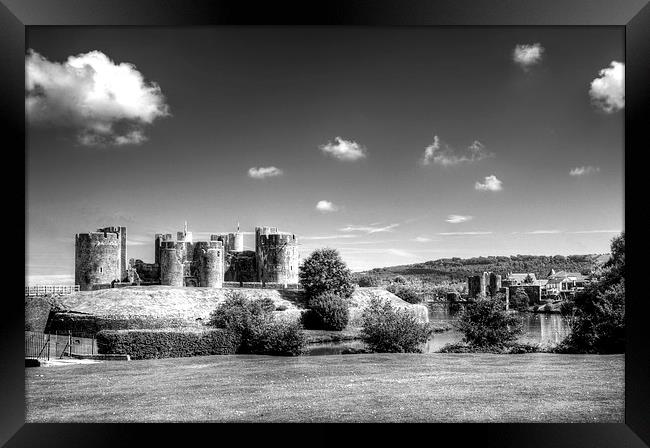 Caerphilly Castle 4 Mono Framed Print by Steve Purnell