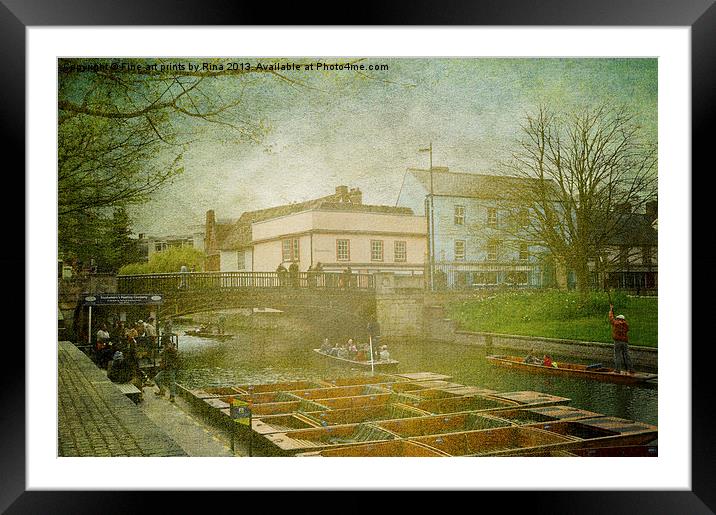 Misty River Cam, Cambridge Framed Mounted Print by Fine art by Rina