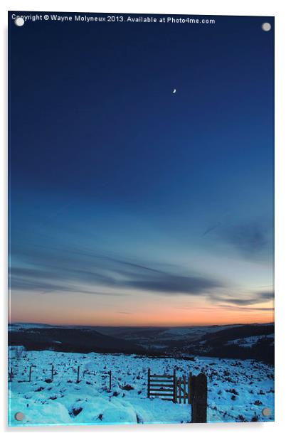 Moon Rise over Curbar Acrylic by Wayne Molyneux