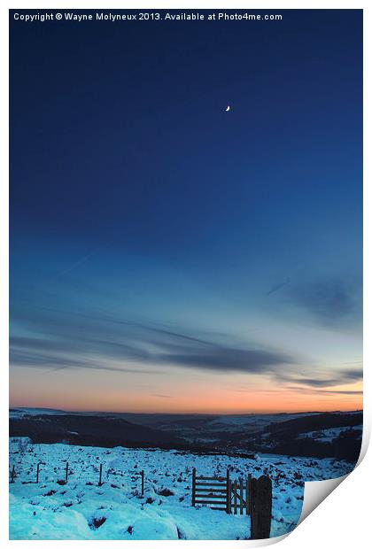 Moon Rise over Curbar Print by Wayne Molyneux