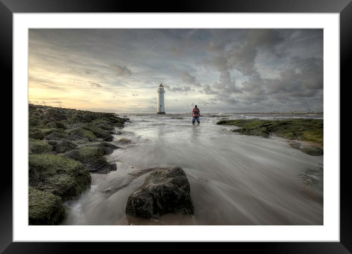Wet Feet at Perch Rock Lighthouse Framed Mounted Print by raymond mcbride