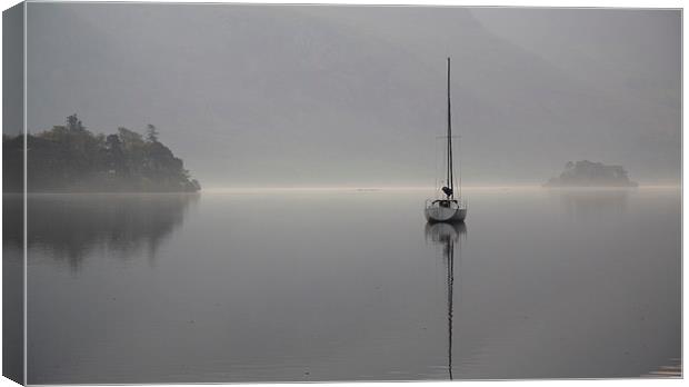 Lone Yacht at Dawn. Canvas Print by Tony Dimech
