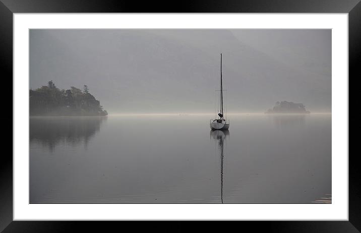 Lone Yacht at Dawn. Framed Mounted Print by Tony Dimech