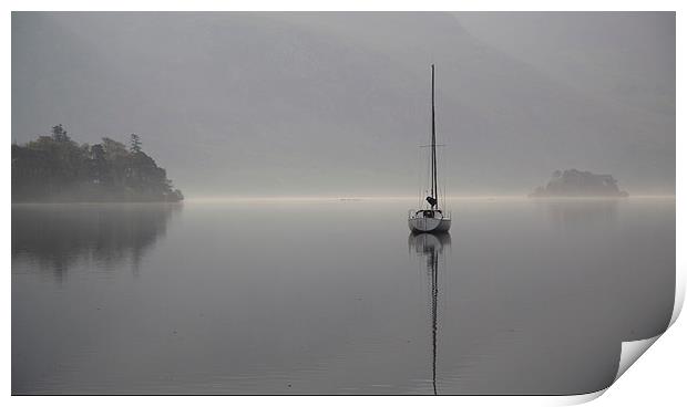Lone Yacht at Dawn. Print by Tony Dimech
