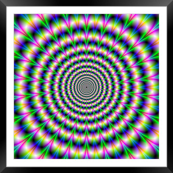 Psychedelic Pulse in Green Blue and Pink Framed Mounted Print by Colin Forrest