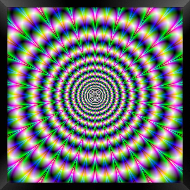 Psychedelic Pulse in Green Blue and Pink Framed Print by Colin Forrest