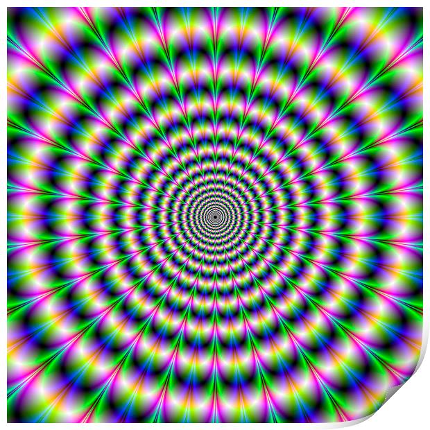 Psychedelic Pulse in Green Blue and Pink Print by Colin Forrest