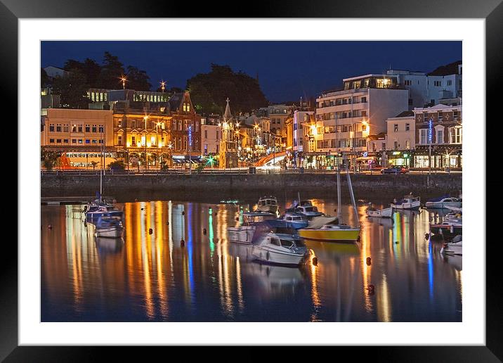 Torquay Harbour and Town at Night Framed Mounted Print by Diane Griffiths
