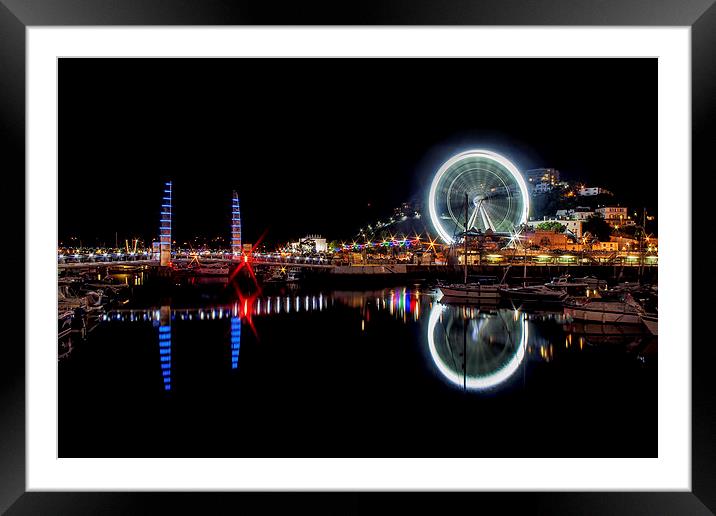 Torquay Harbour Bridge and Wheel Framed Mounted Print by Diane Griffiths