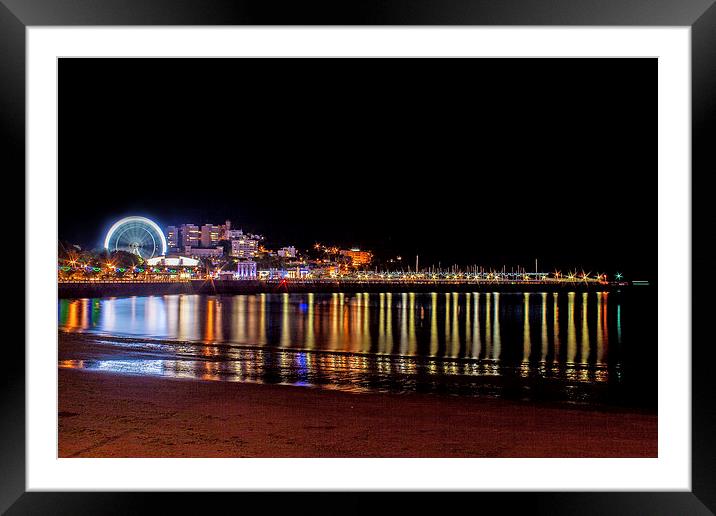 View of Torquay at night Framed Mounted Print by Diane Griffiths