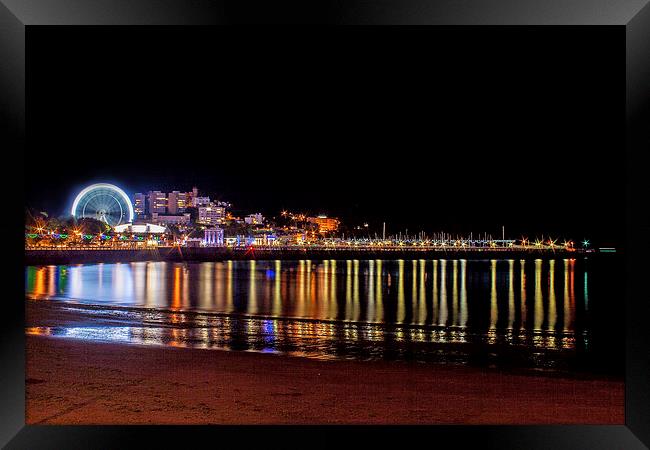 View of Torquay at night Framed Print by Diane Griffiths