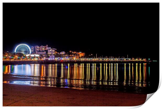 View of Torquay at night Print by Diane Griffiths