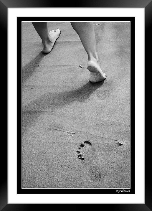 Foot Prints On Sand Framed Mounted Print by Toma Mihai Ioan
