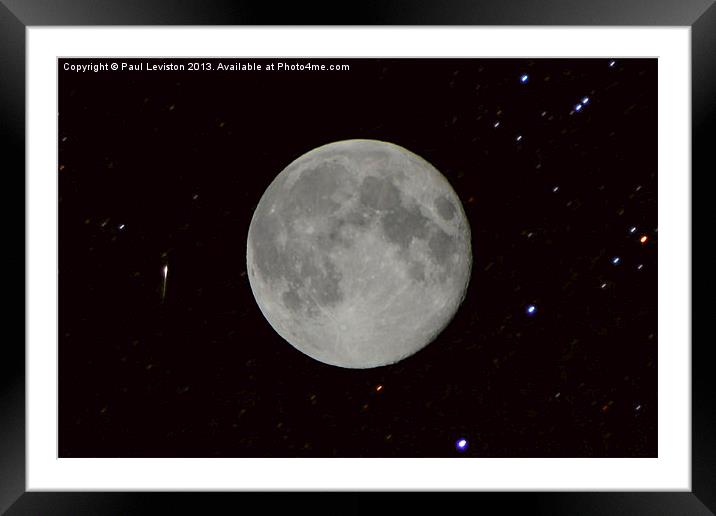Full Moon & Perseid Meteor Framed Mounted Print by Paul Leviston