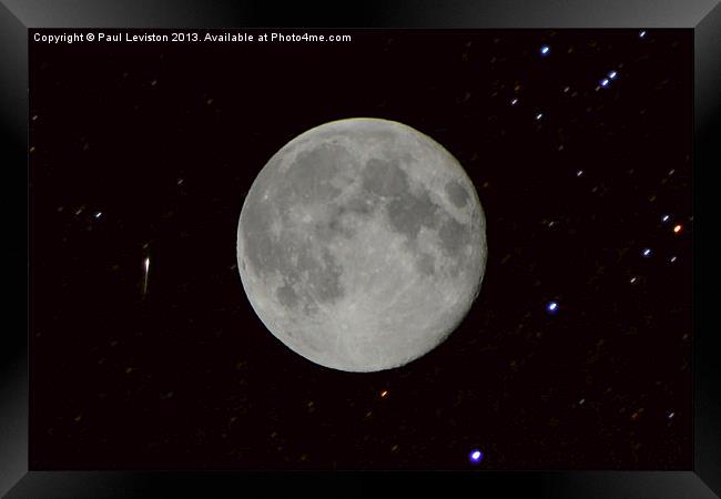 Full Moon & Perseid Meteor Framed Print by Paul Leviston