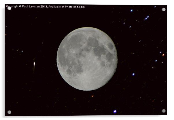 Full Moon & Perseid Meteor Acrylic by Paul Leviston