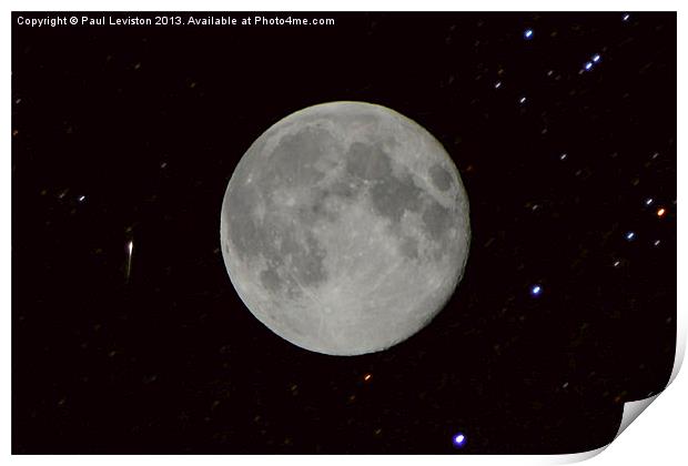 Full Moon & Perseid Meteor Print by Paul Leviston