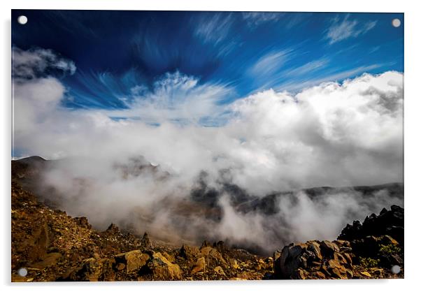 Clouds in Haleakala Acrylic by Gareth Burge Photography