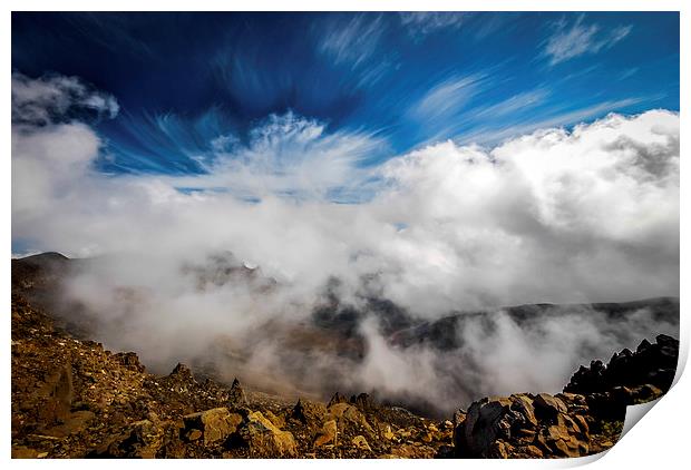 Clouds in Haleakala Print by Gareth Burge Photography