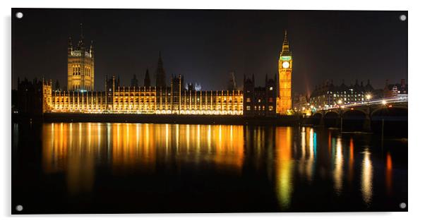 Houses of Parliament at night Acrylic by Izzy Standbridge