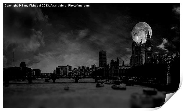 Moody Nights In London Print by Tony Fishpool