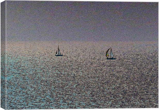 Distant Yachts Canvas Print by David Pyatt
