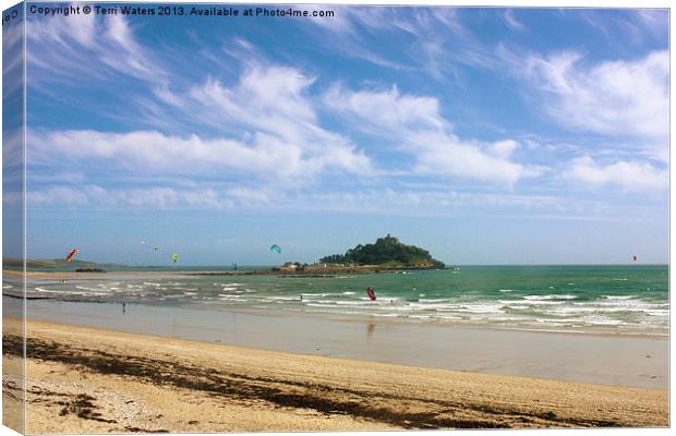Windsurfing Around St Michaels Mount Canvas Print by Terri Waters