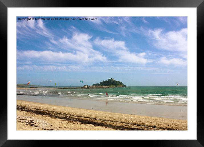 Windsurfing Around St Michaels Mount Framed Mounted Print by Terri Waters
