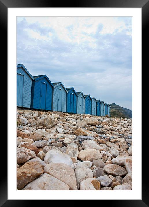 Charmouth Beach Huts Framed Mounted Print by Graham Custance