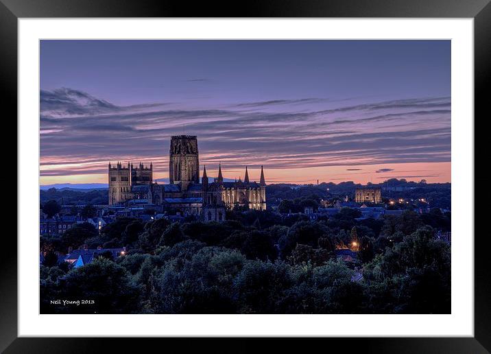 Durham Cathedral at Dusk Framed Mounted Print by Neil Young