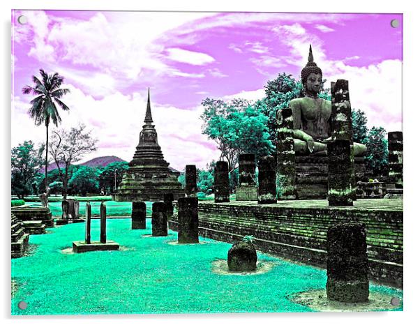Purple  Buddha Park Acrylic by joel ormsby