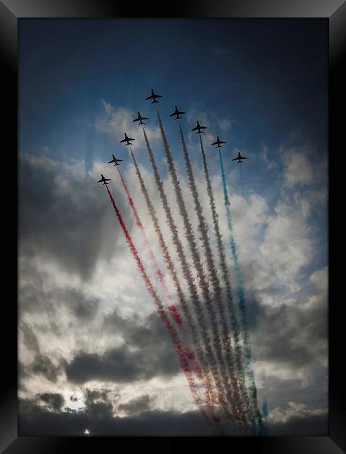 Red Arrows arrive at Prestwick Framed Print by Rona Arkley