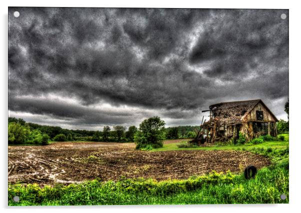 Spring Rains on Farm Ruins Acrylic by Mayo Fottral