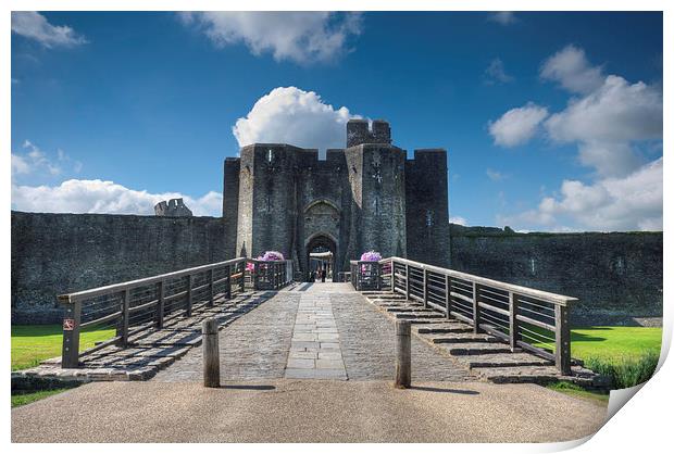 Caerphilly Castle Main Gate Print by Steve Purnell
