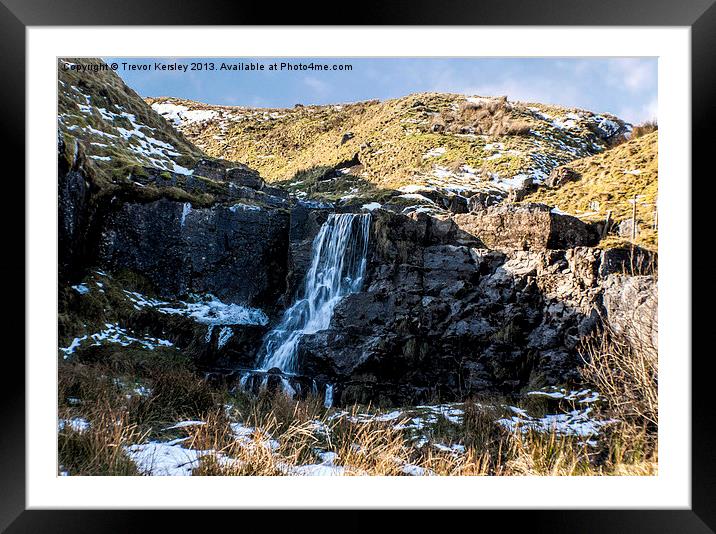 Winter Waterfall Framed Mounted Print by Trevor Kersley RIP