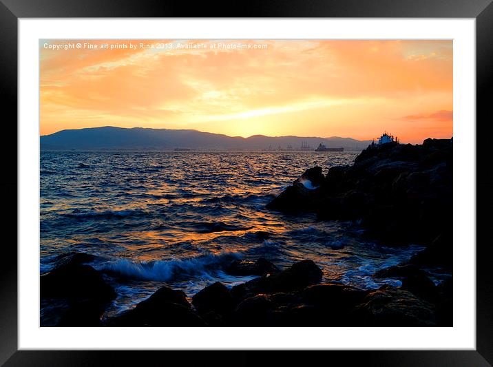Sunset Bay 2 Framed Mounted Print by Fine art by Rina