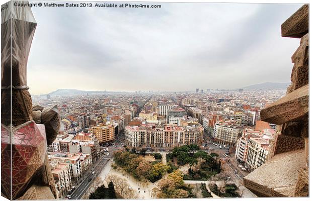 Barcelona Panorama 2 Canvas Print by Matthew Bates