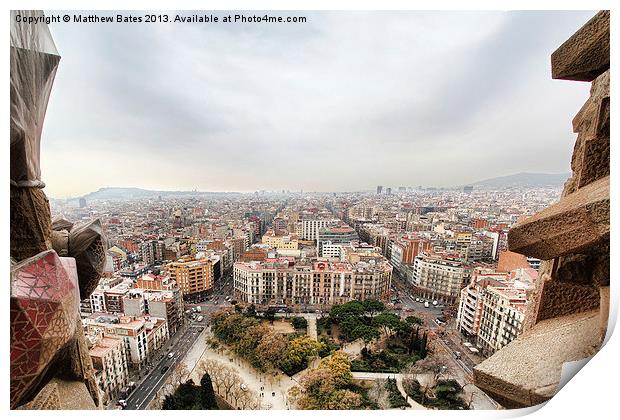 Barcelona Panorama 2 Print by Matthew Bates