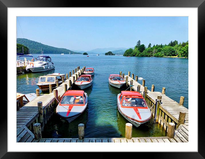 Motorboats at Lake Windermere. Framed Mounted Print by Lilian Marshall