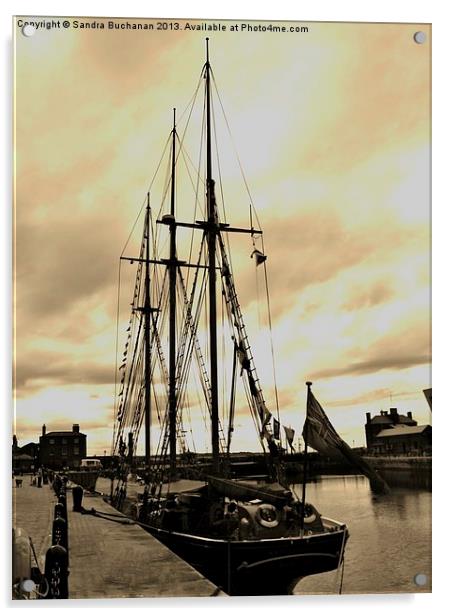 Tall Ship Albert Dock Liverpool Acrylic by Sandra Buchanan
