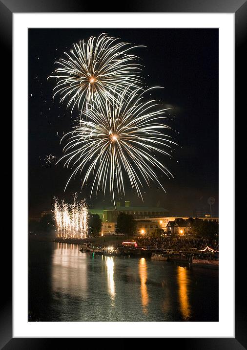 Fireworks on the River Trent Framed Mounted Print by Tracey Whitefoot
