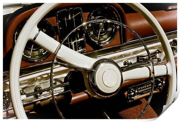 Classic Car Steering Wheel Print by Simon Owler