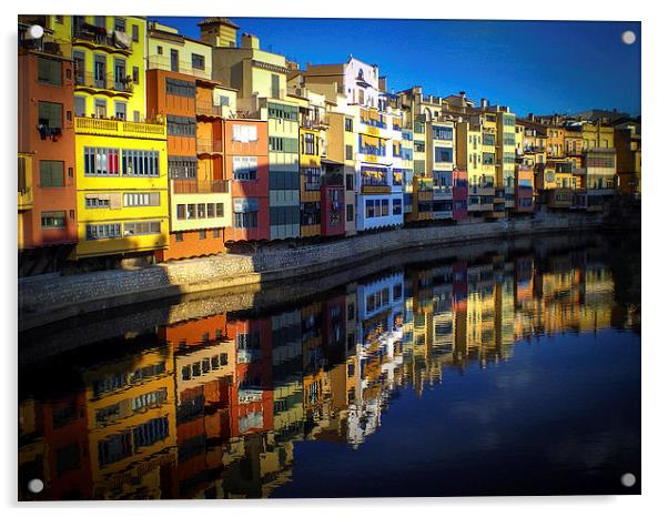 Girona riverside apartments Acrylic by Leighton Collins