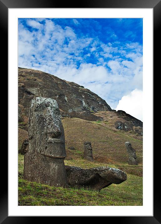 Moai Quarry, Easter Island Framed Mounted Print by Andrew Carr