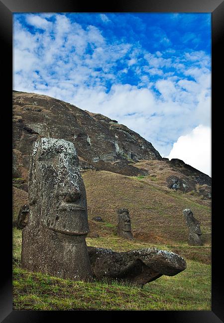 Moai Quarry, Easter Island Framed Print by Andrew Carr