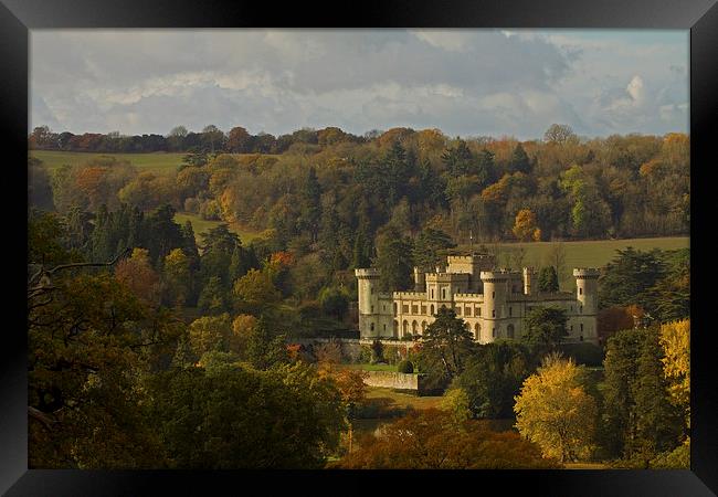 Eastnor Castle in Autumn Framed Print by Sue Dudley